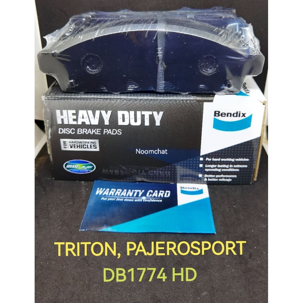 BENDIX​🇦🇺ผ้าเบรคหน้า​TRITON,PAJERO​SPORT​เจนแรก​ เกรดHEAVY​DUTY​ DB1774