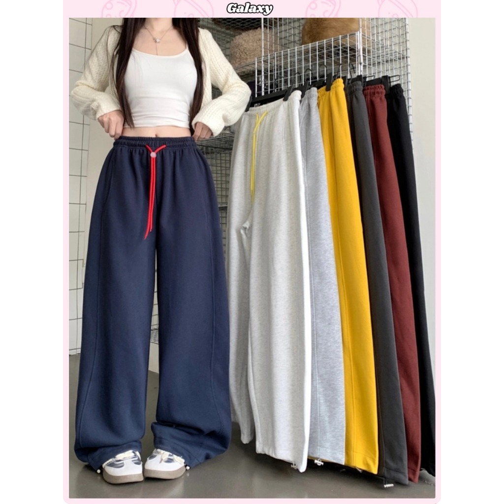 กางเกงขายาว กางเกงกีฬาผู้หญิง มีทั้งหมด6สี ทรงหลวม ปลายขามีสายเชือก สไตล์ออลแมทช์ #010274