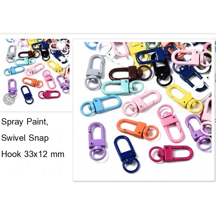 5 ชิ้น ห่วงกุญแจตัวยู ขนาด 33.5x12.5x5 มม. Spray Painted Eco-Friendly Alloy Swivel Snap Hooks Clasps
