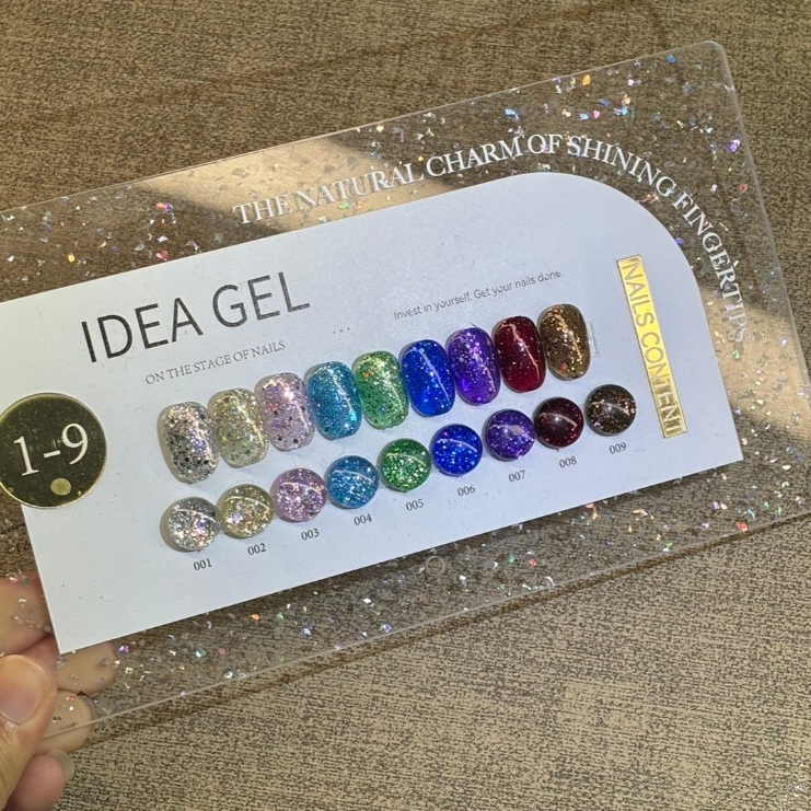 แต่งเล็บ Set สีเจล New Idea gel Glitter 9 สี  Idea 9-44