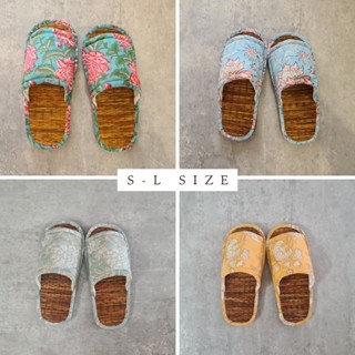 สลิปเปอร์ รองเท้าพื้นเสื่อกก ใส่อยู่บ้านใส่ในออฟฟิศ ไม่แข็งใ…