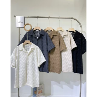 N067 – เสื้อเชิ้ตลายทอ Texture สุดชิค เสื้อเชิ้ตผู้ชายดีไซน์ลายทอ Texture เท่ไม่ซ้ำใคร