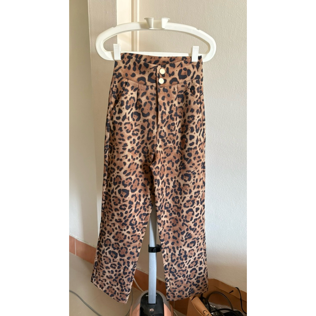 กางเกงขายาวเอวสูงลายเสือแบรนด์Kimberry Store