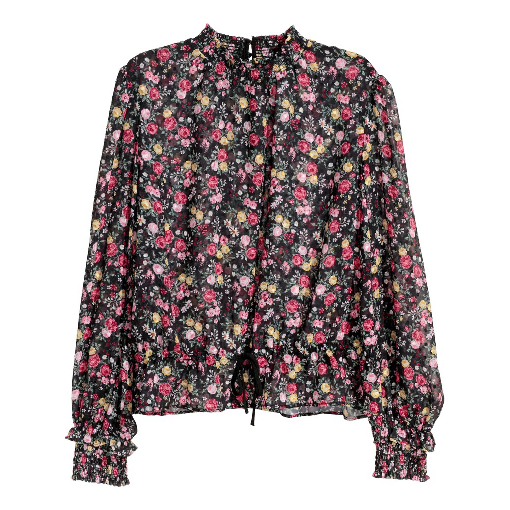 H&M x us4 ลายดอกน่ารักกริบ อก 36 ยาว 19 คอปีน แขนจั้มพอง  Code: 5168(9)