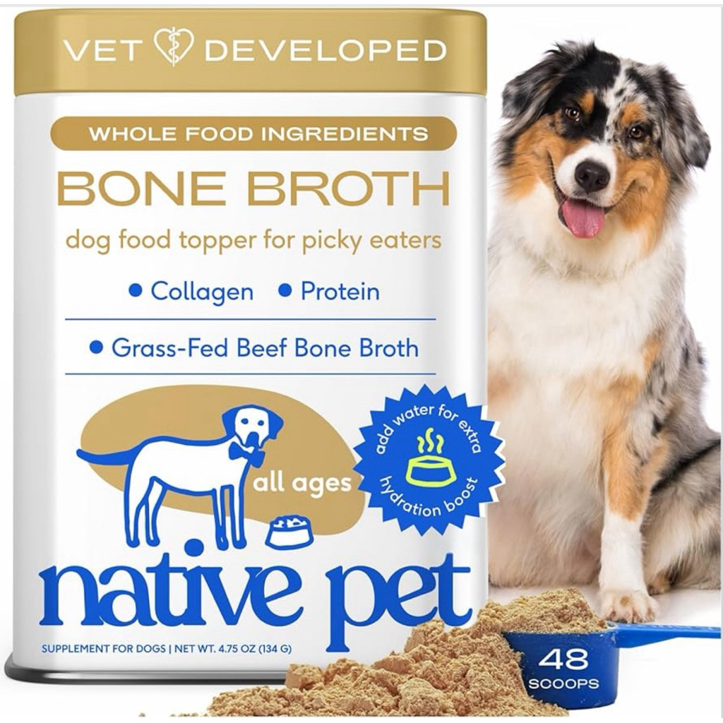 🇺🇸พร้อมส่ง🇺🇸Native Pet Bone Broth 134g | ซุปไขกระดูกวัวสกัดเข้มข้นแบบผงสำหรับสุนัข บำรุงข้อกระดูก ผิ