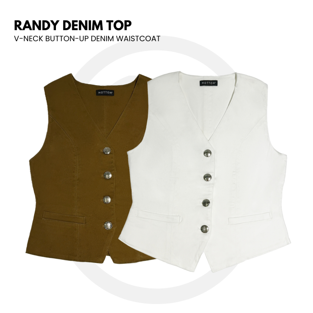MOTTOM - RANDY V-neck Button-up Denim Waistcoat