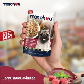 [ยกกล่อง x12] monchou มองชู อาหารเปียกสุนัข 70 กรัม (Human Grade & Grain Free)