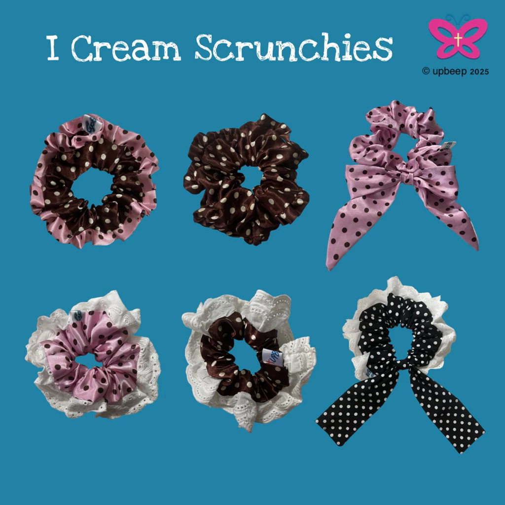 [พร้อมส่ง] I Cream Scrunchies Polkadot (หนังยางรัดผมลายจุด) - UPBEEP's handmade ทุกชิ้น