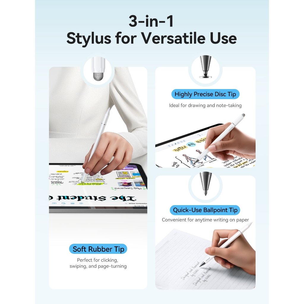 JOYROOM รุ่น JR-BP561  3in 1ปากกา All tablets & phonesหน้าจอสัมผัส เลื่อน สัมผัสง่า ปากการุ่นนี้รองรับทุกรุ่น - รูปที่ 4