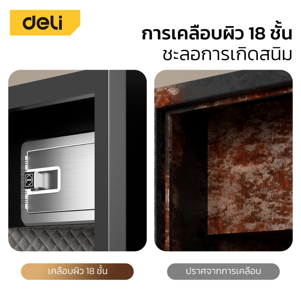 Deli ตู้เซฟนิรภัย ตู้เซฟ ตู้เซฟดิจิตอล สแกนลายนิ้วมือ กันไฟ กันสนิม ประกัน 1 ปี ออกใบกำกับภาษีได้ Safe Box - รูปที่ 6