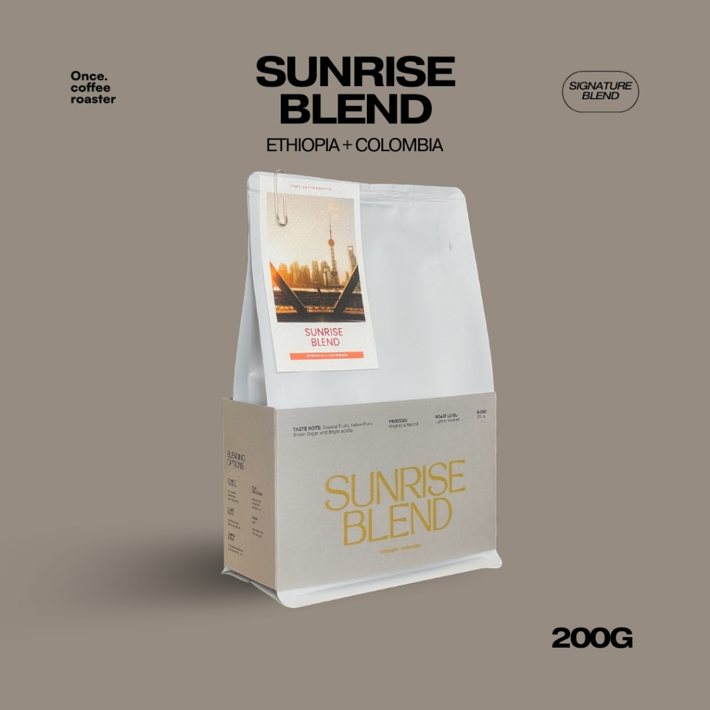 เมล็ดกาแฟ Sunrise Blend 200 กรัม (เอธิโอเปีย + โคลอมเบีย/ Ethiopia + Colombia)