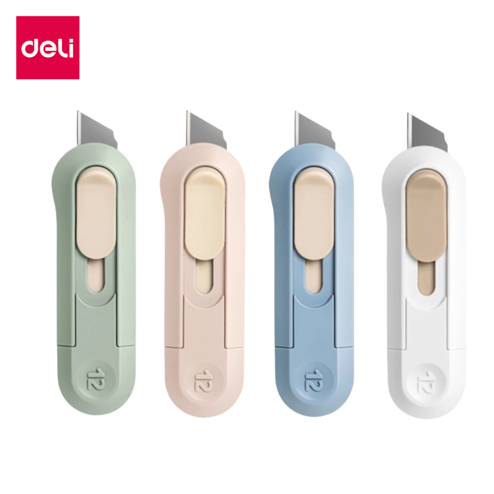 Deli คัตเตอร์จิ๋ว คัตเตอร์พกพา ที่ตัดกระดาษ ใบมีดคม sk5 เครื่องเขียน 4 สี  Cutte