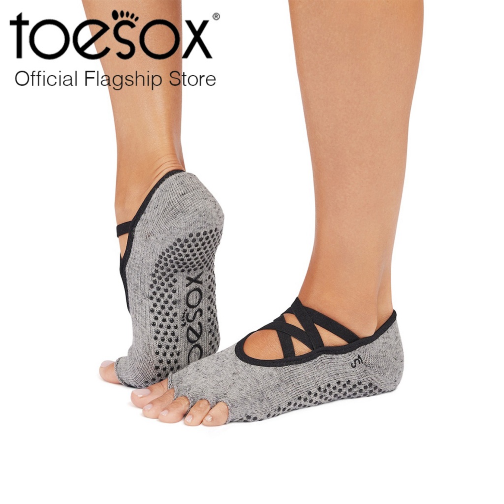 (New FALL D2 2025) Toesox Grip Half Toe Elle Grey Speckle ถุงเท้ากันลื่นแยกนิ้ว เปิดนิ้วเท้า