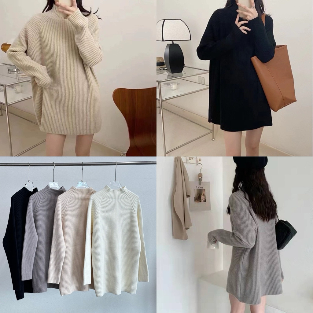 [umore.made] 🎀 Almond wool knit dress เดรสไหมพรมสั้น คอปีน ทอหนา ผ้านุ่ม อุ่นไม่คัน ทรงสวย - รูปที่ 3