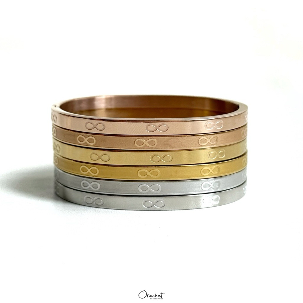Orachat | Endless infinity 14k bangle. (กำไลตัวเรือนสแตนเลส)