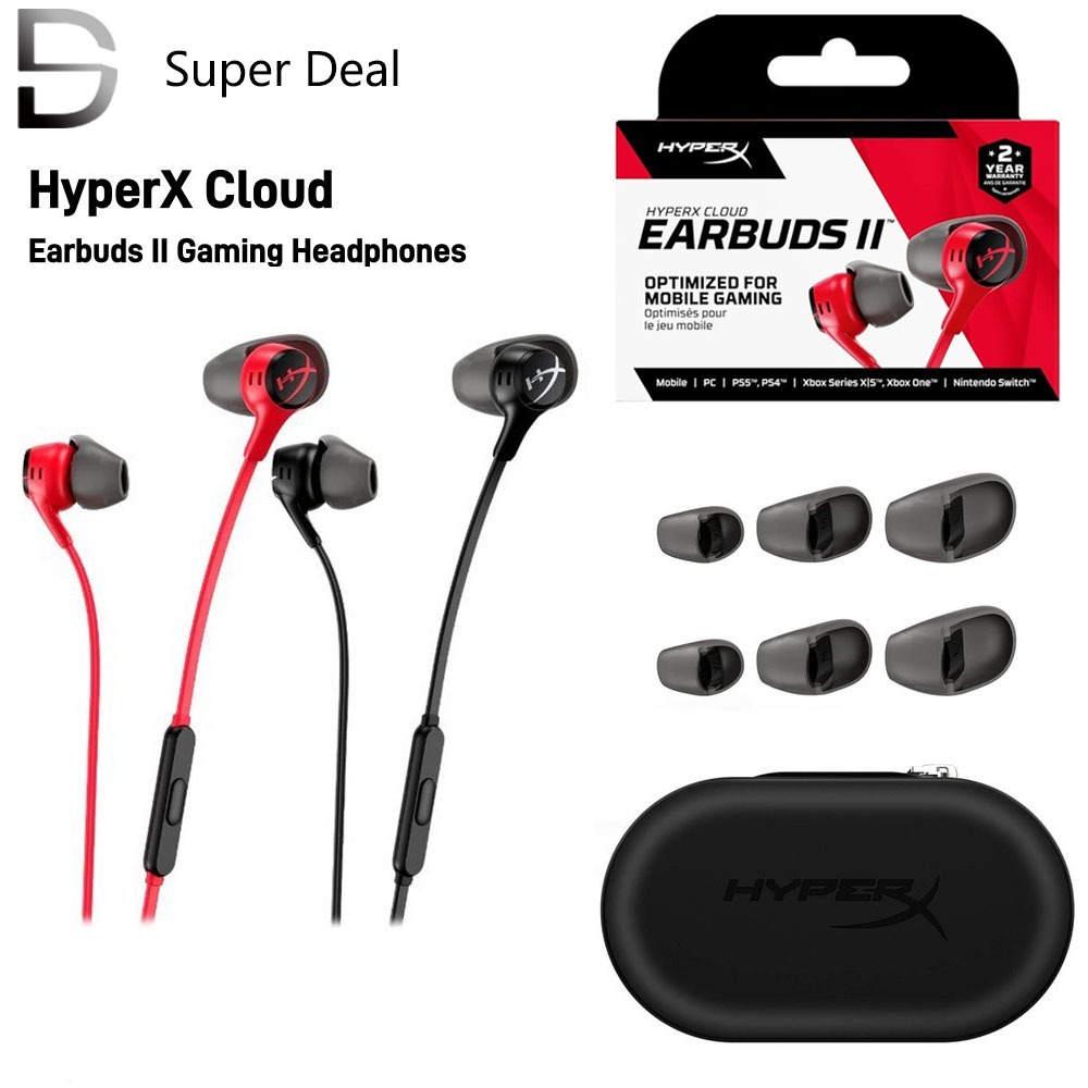 HyperX Cloud Earbuds II Gaming Headphones หูฟังเอียร์บัด หูฟังมีสาย การเชื่อมต่อแบบ AUX 3.5 มม สําหร