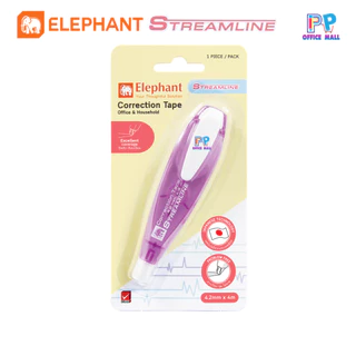 Elephant ตราช้างเทปลบคำผิด สตรีมไลน์ จำนวน 12 ชิ้น คละสี