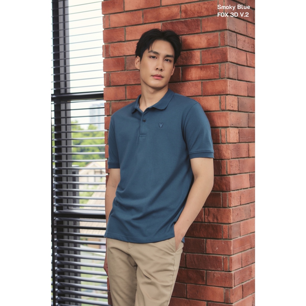 AEIOU🦊เสื้อโปโล Memo Polo Basic Fox 3D D2 ปกคอเรียบ รุ่นใหม่กระดุม2 Best Seller