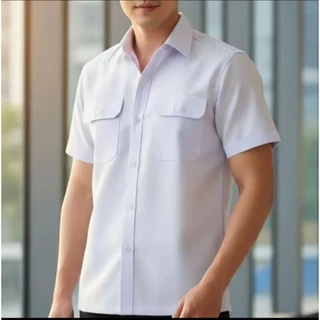เสื้อซาฟารี เสื้องานพิธี เสื้อสุภาพ เสื้อทำงาน ( มีอินธนู) สีดำ สีกรม สีขาว ผ้าโอซาก้า