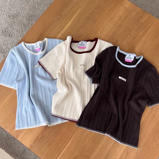 CHUUCHOP - (S-4XL) Molly Knit Top เสื้อทูโทนผ้านุ่ม (C8425)