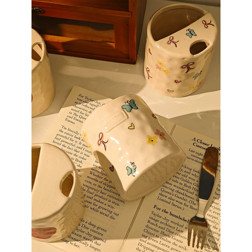 แก้วน้ำพร้อมปลอกผ้า ลายน่ารัก แก้วใสทนความร้อน ขนาด 380ml สำหรับเครื่องดื่มร้อนเย็