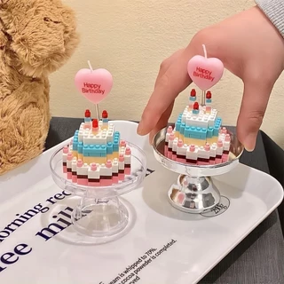 ใหม่ บล็อกตัวต่อเค้ก DIY ของขวัญวันเกิด มีกล่อง มีไฟ ของสะสม ตัวต่อเค้กวันเกิด🎂🎁