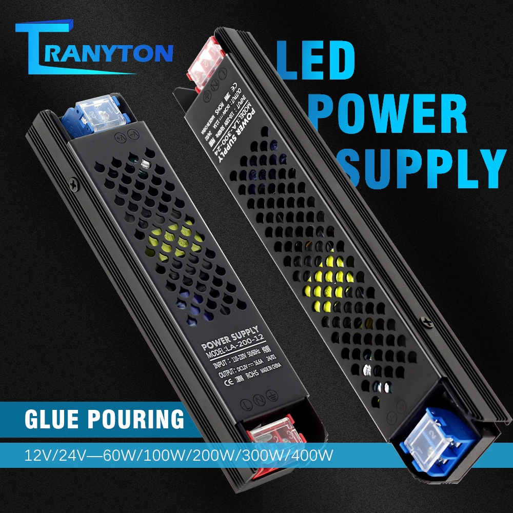 แหล่งจ่ายไฟ LED  บางมาก DC 12V 24V หม้อแปลงไฟฟ้า 60W 100W 150W 200W 300W 400WAC190-240V Driver สำหรับไฟเส้น LED