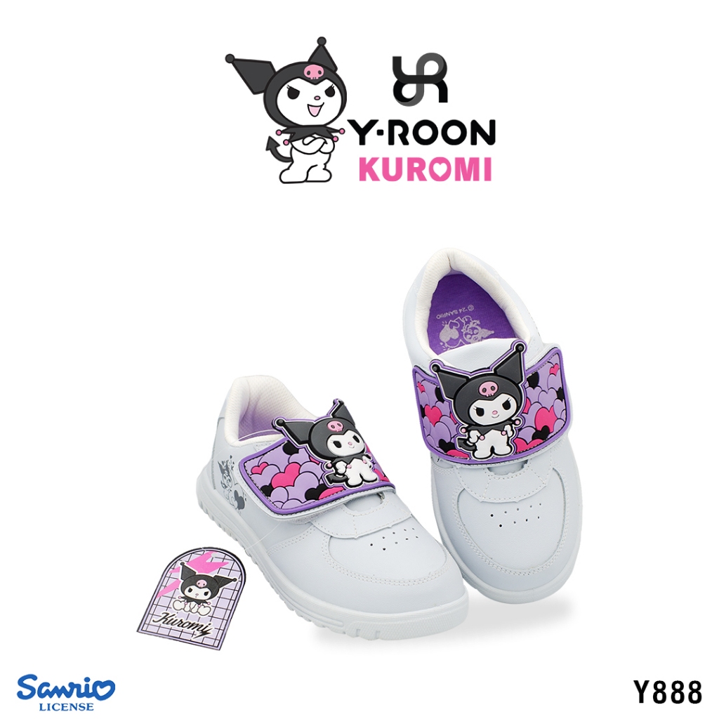รองเท้านักเรียนผ้าใบอนุบาล Y-Roon X Kuromi ลิขสิทธิ์แท้ ลายคุโรมิ รุ่นใหม่ล่าสุด รุ่น Y888
