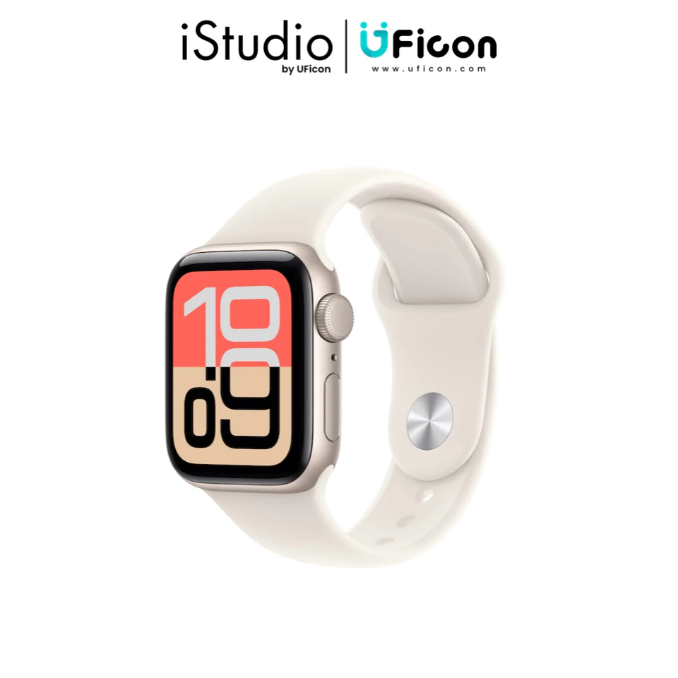 (GPS) Apple Watch SE 3 GPS Aluminium Case with Starlight Sport Band [iStudio by UFicon]