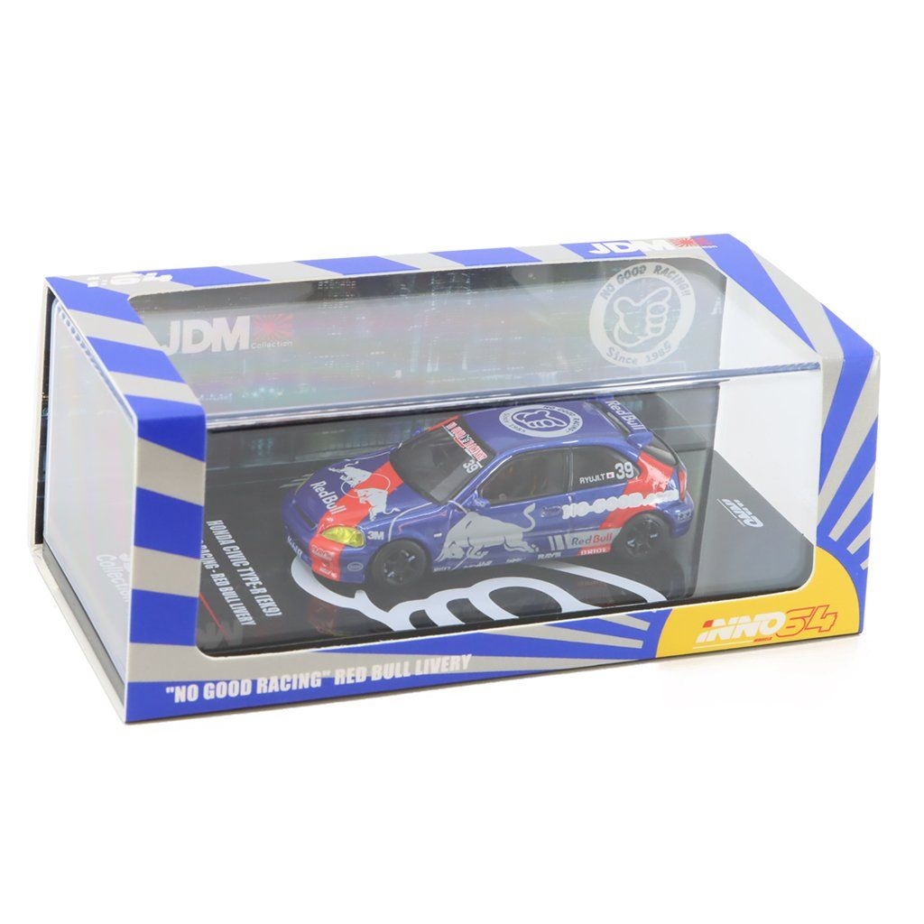 INNO64 1/64 Honda Civic Type-R (EK9) #39 "No good racing" Red Bull Livery - INNO Models