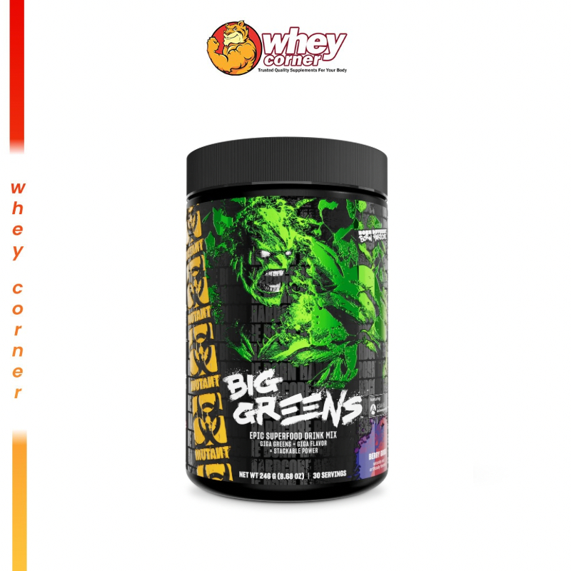 Mutant Big Greens 246-294 g. ผงผักสีเขียวและผลไม้รวมกว่า 40 ชนิด สาหร่ายสไปรูลิน่า ไฟเบอร์และโพรไบโอติก