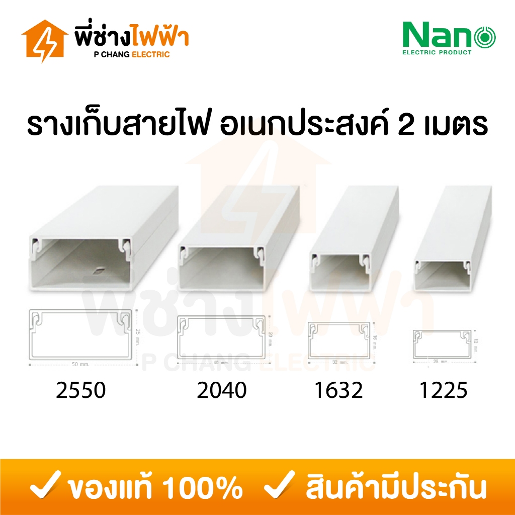 (2เมตร) Nano รางเก็บสายไฟอเนกประสงค์ รางเก็บสายไฟสีขาว รางร้อยสายไฟนาโน รุ่น NNDT