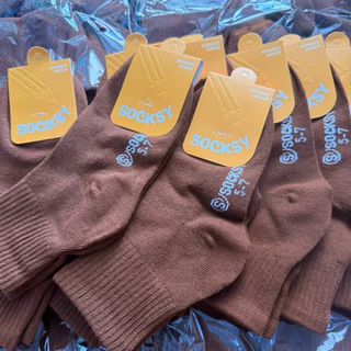 Socksy-Tomtam ถุงเท้านักเรียนสีน้ำตาล แบบแพ็ค หนา นุ่ม ถูกระเบียบ