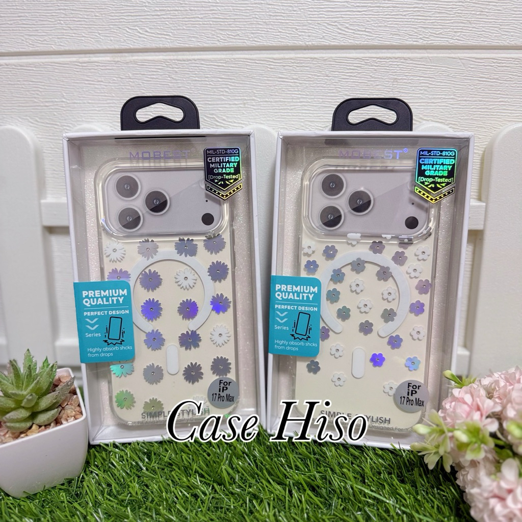 เคสใส ลายดอก Daisy และ ดอก cosmo ประดับเพชร สำหรับ I Phone 17 pro max / 17 pro / 17