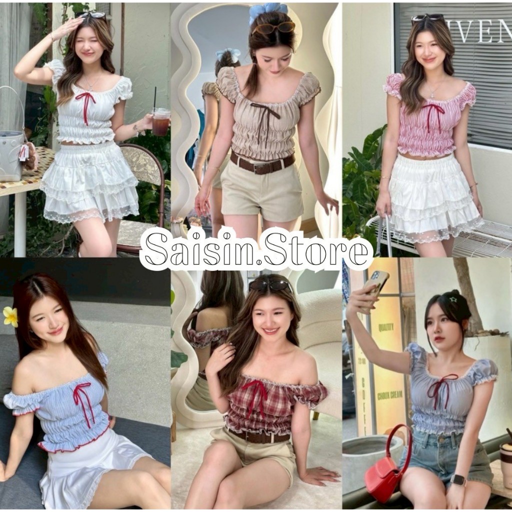 เสื้อครอปแขนตุ๊กตา แต่งโบว์เพิ่มความน่ารักสดใสให้กับสาวๆ P26