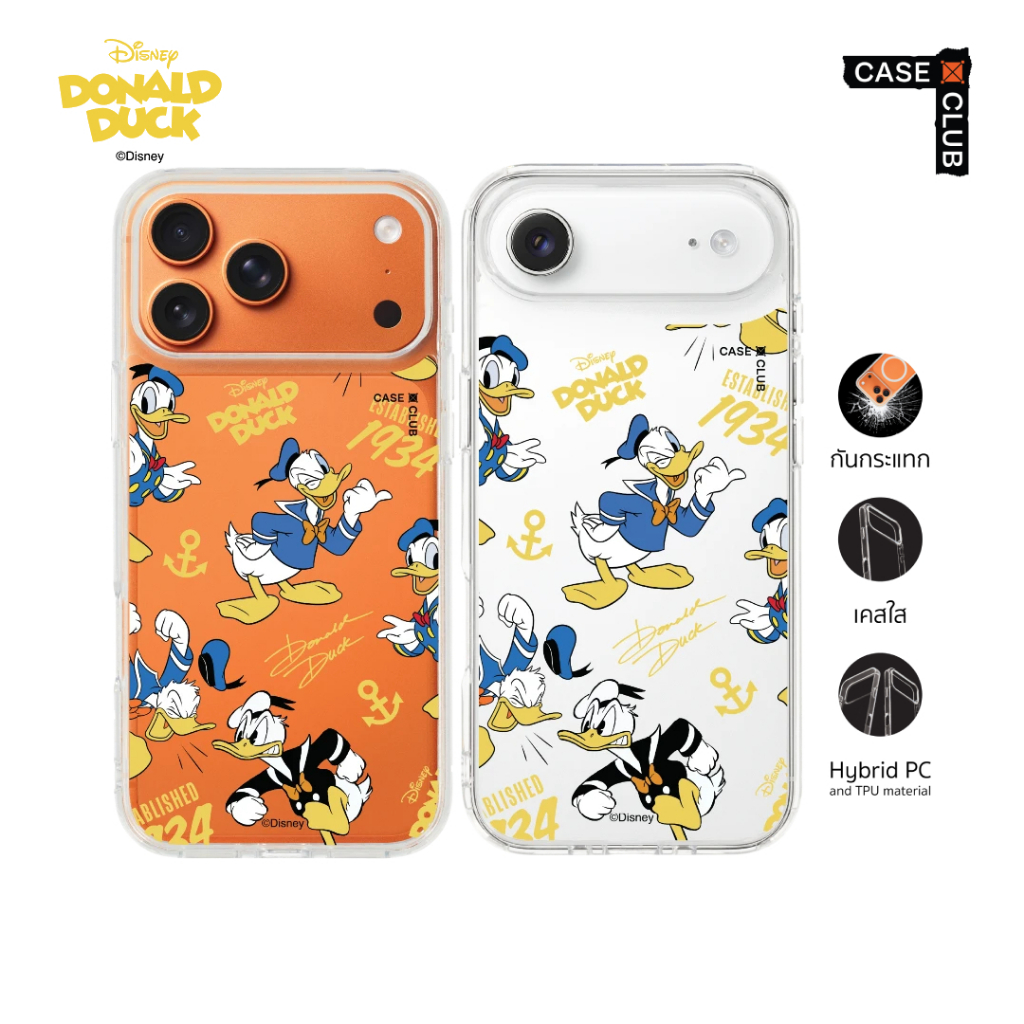 CaseClub เคสไอโฟน เคสโทรศัพท์ เคสใส ลาย Donald Duck 1934 Donald Duck ปี 1934 สำหรับ i17 Pro Max/i17 