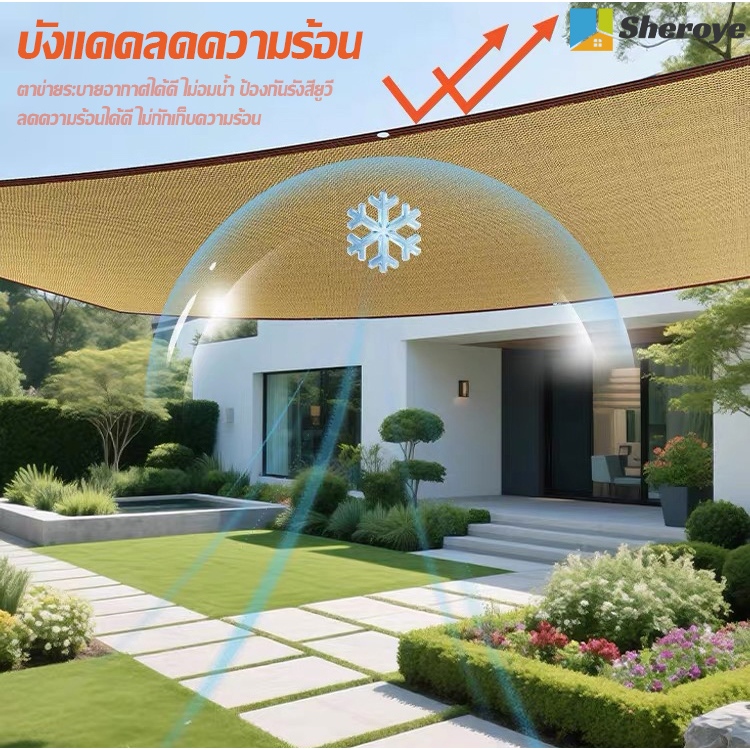 ผ้าใบกันแดด อัตราการแรเงา 98% แผ่นตาข่ายกันสาด ทนแดด ทนฝน ระบายอากาศเย็นสบาย บังแดดในสวน รถยนต์ หรือบังให้พืชพรรณต่าง ราคา ถูกที่สุด ดีลบีเคเค แกลเลอรีภาพที่ 8
