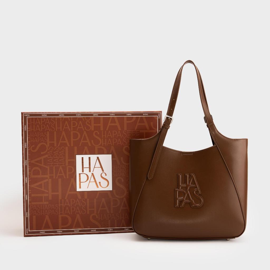 กระเป๋าโท้ทผู้หญิงปั๊มนูน Camel ขนาดใหญ่ HAPAS ไซซ์ 35 – กระเป๋าหนังพรีเมียม