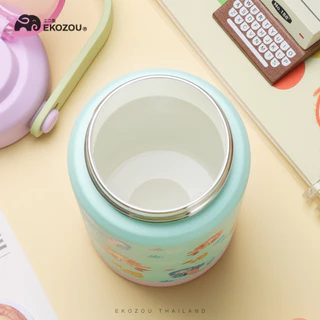 EKOKIDS รุ่นฝา 2 ชั้น ขวดน้ำสแตนเลส 304 เคลือบเซรามิก ขนาด 360ml/12oz ขวดน้ำสำหรับเด็ก มีหลอดดูด