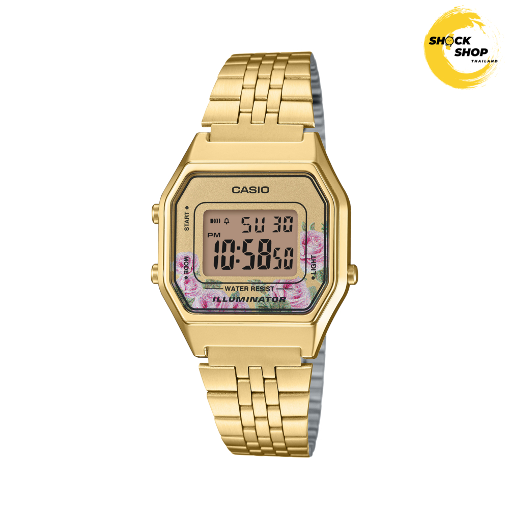 CASIO นาฬิกาข้อมือผู้หญิง ดิจิตอล รุ่น LA680WGA-4C วัสดุสเตนเลสสตีล สีทอง คาสิโอ