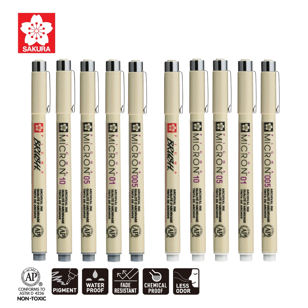 ปากกา PIGMA โทนเทา SAKURA  PIGMA MICRON พิกม่า ตัดเส้น หัวเข็ม Pigma Pen fine-point pen