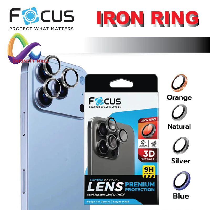 ฟิล์มเลนส์กล้อง วงแหวน ไทเทเนียม โฟกัส สำหรับ iPhone 17 16 15 / Pro Max / Plus / Air Focus IRON RING Titanium matte lens