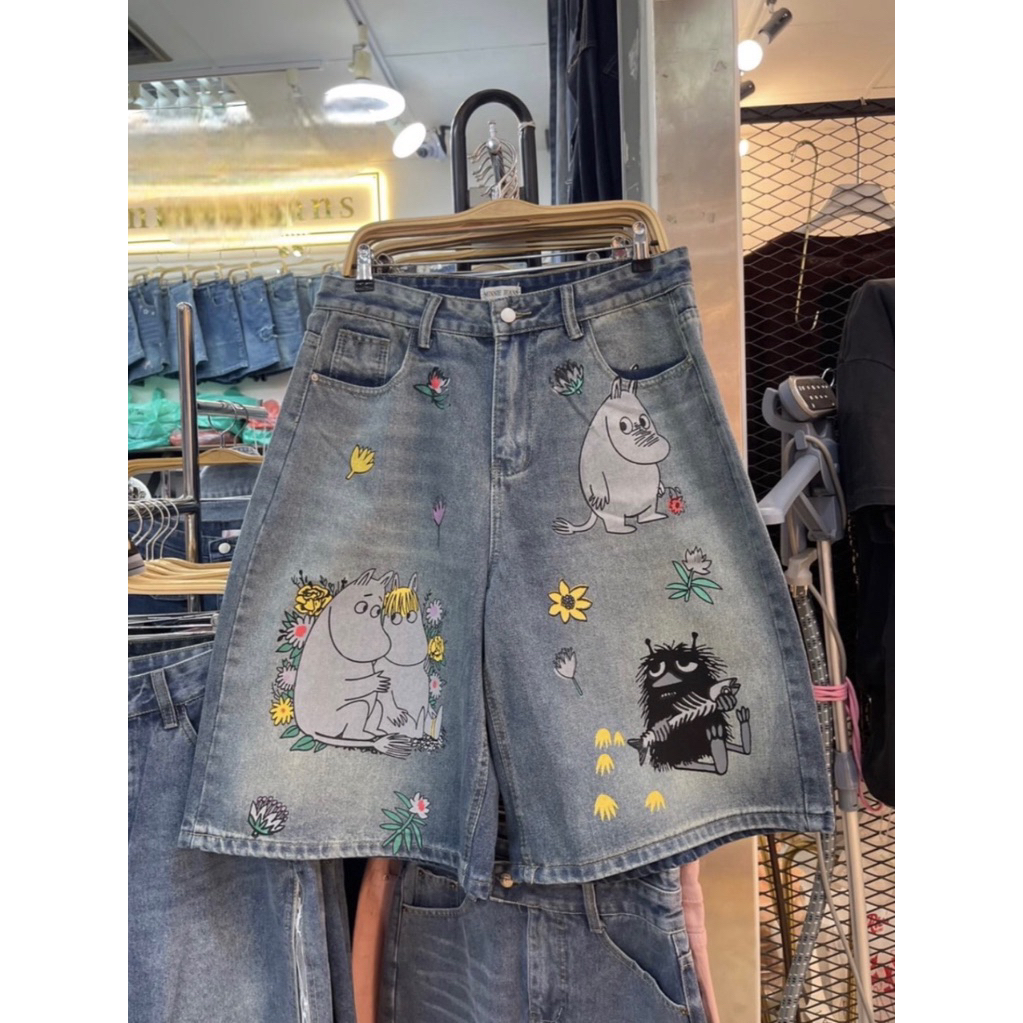 Minnie Jeans 🍎👀🍶🥖🥣🌻   กางเกงแม่ชมกางเกงยีนส์ รุ่นขายดีในตอนนี้จ้า 5ส่วน ทรงวินเทจสาวอวบ