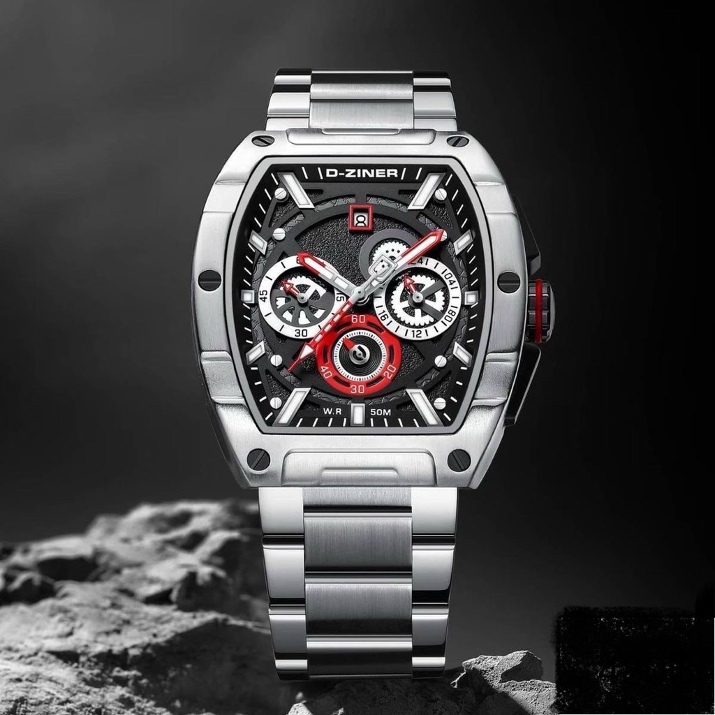 D-Ziner นาฬิกาแบรนด์ D-Ziner แท้ กันน้ำ หน้าจอแสดงผล 2 ระบบ แถมกล่องแบรนด์ สายนาฬิกาสแตนเลส