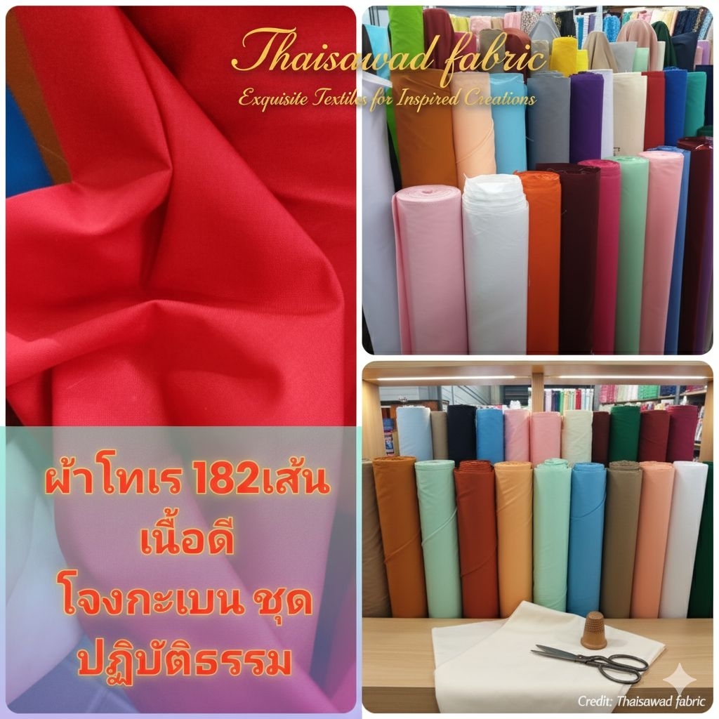 ผ้าเมตร คอตตอน ถ่ายพร็อพ ฉาก ปูโต๊ะ คอตตอน โทเร tc โจงกระเบน เรียนรำ กว้าง 110-115 cm