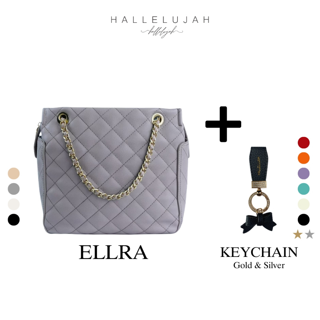 เซ็ทคู่สุดคุ้ม กระเป๋าสะพายผู้หญิง แฟชั่น สะพายข้าง สวย หรู ราคาหลักร้อย รุ่น Ellra (เอลร่า) แถม Keychain