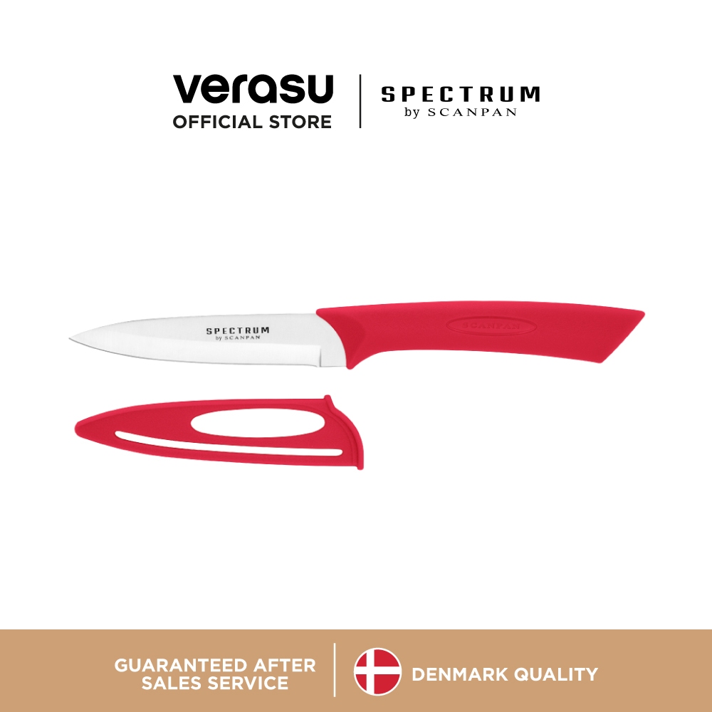 SCANPAN มีดหั่นผัก 10 ซม. พร้อมปลอก สีแดง Spectrum SCA-70001001