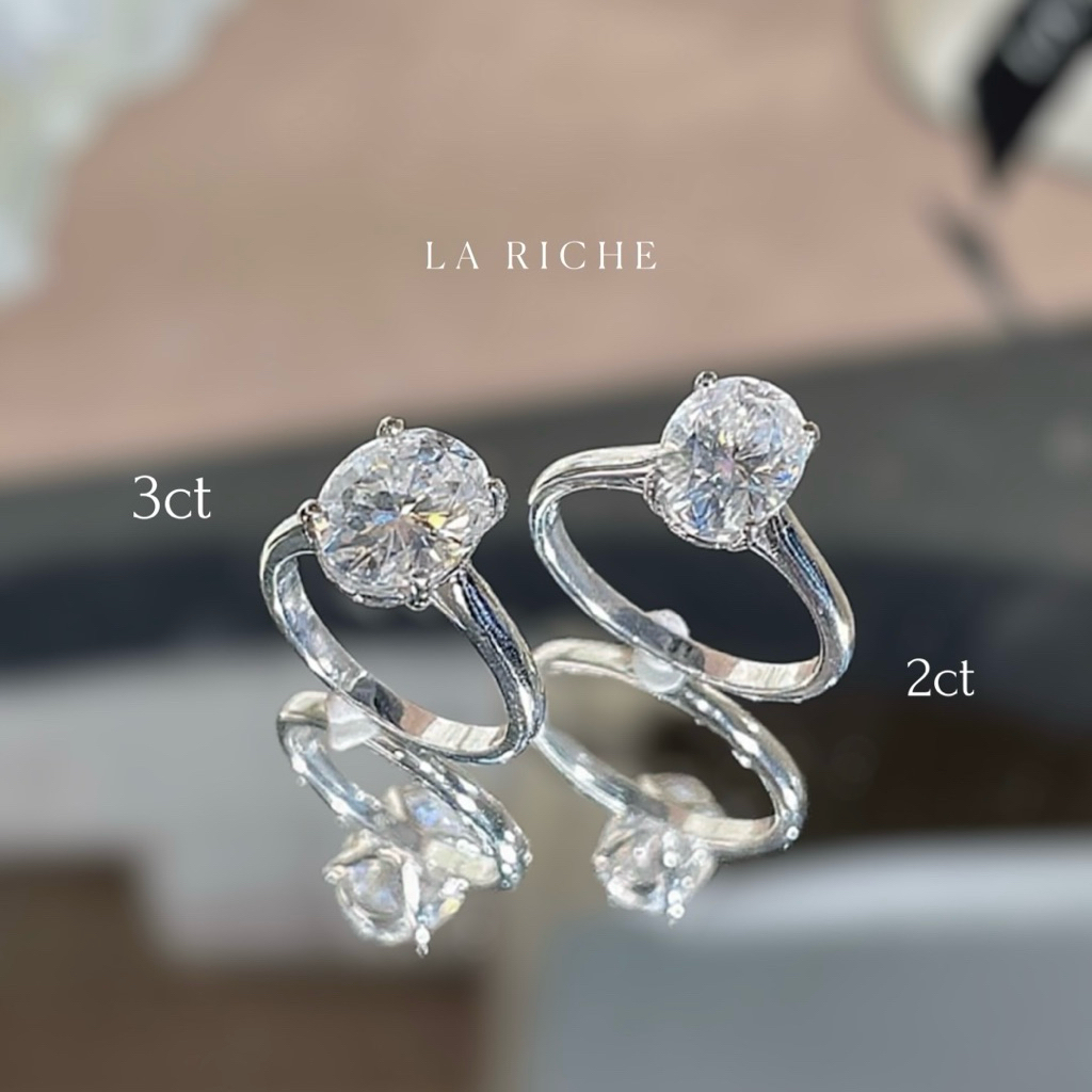Serova Ring (3ct) แหวนเพขรอัญมณีคุณภาพสูงเทียบเท่าเพชรแท้ (ไม่ใช่CZ) ตัวเรือนเงินแท้ พร้อมใบ Warranty card