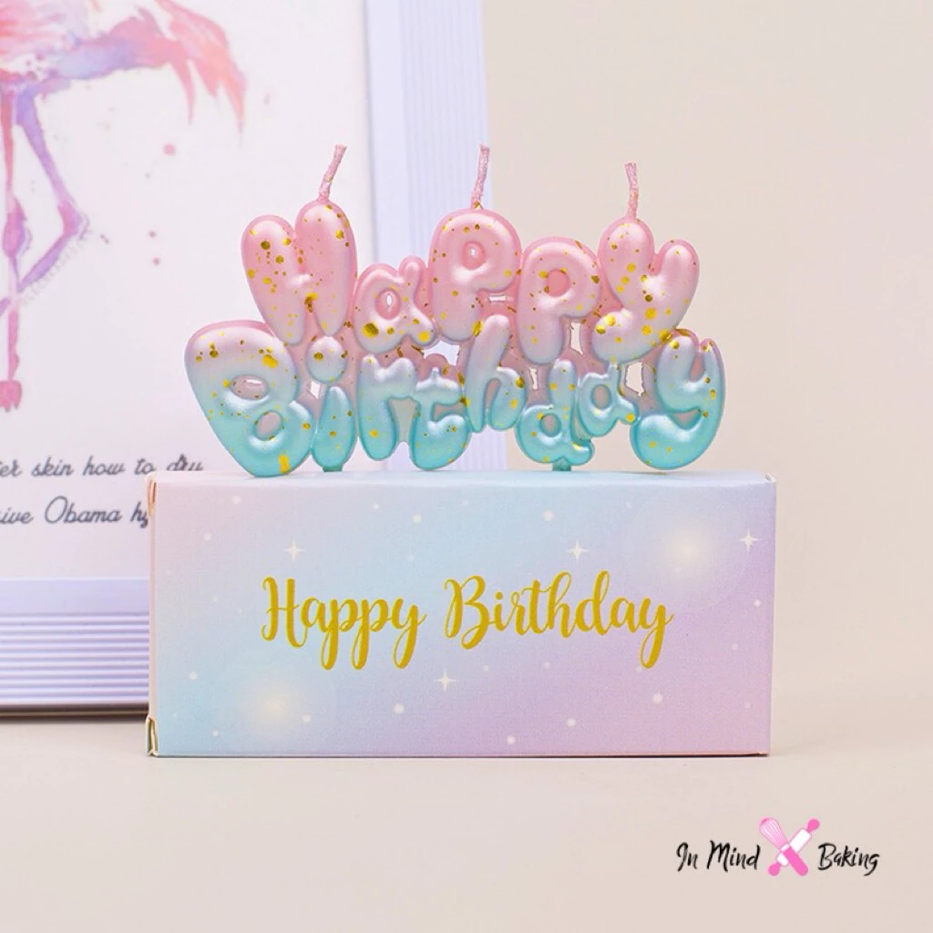 เทียนวันเกิด Happy Birthday สีกลิตเตอร์พาสเทล สดใส(HBD-01)