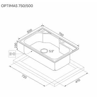EVE ซิงค์ล้างจาน 1 หลุมใหญ่ สแตนเลส พร้อมอุปกรณ์เสริม OPTIMAS 750/500